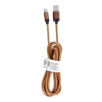 Cavo USB - Tipo C 3.0 Leather C183 2 metri, marrone chiaro