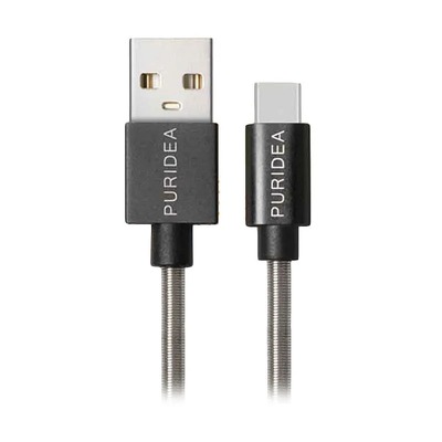 PURIDEA kabel USB - Typ C 2.0 L18 2.4A stop allumium czarny