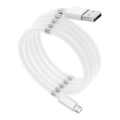 Kabel USB - Micro magnetycznie zwijany 2,4A C689 biaÅ‚y 1 metr