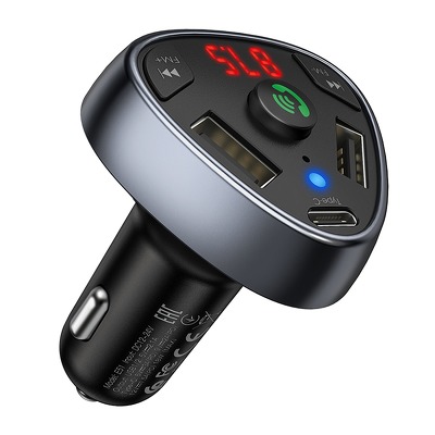 HOCO Å‚adowarka samochodowa PD18W + USB 2,1A + transmiter FM Bluetooth / czytnik kart pam. E51 czarn