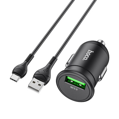 HOCO Å‚adowarka samochodowa USB QC3.0 18W Mighty + kabel Typ C Z43 czarna