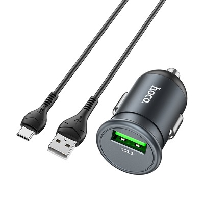 HOCO Å‚adowarka samochodowa USB QC3.0 18W Mighty + kabel Typ C Z43 szara