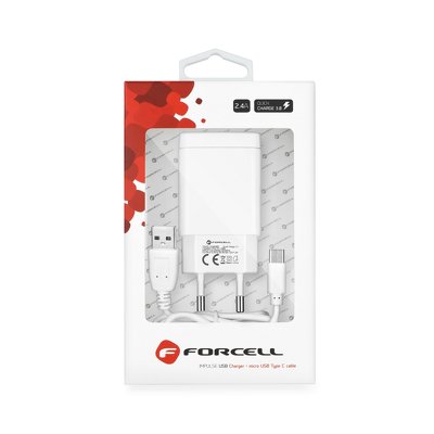 Caricabatterie da rete Forcell micro USB typce C - 2,4A con la funzione Quick Charge 3.0
