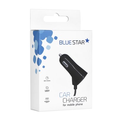 Caricabatteria da Auto universale USB+il cavo Micro USB 2A Blue Star