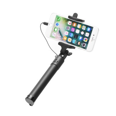 Selfie stick con telecomando integrato LIGHTING nero per Iphone
