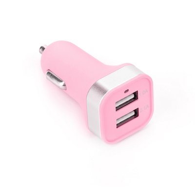 Caricatore da Auto 2x USB 3,1 A rosa, bulk